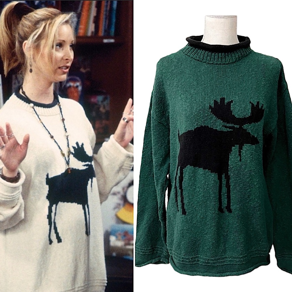 VTG 90s ASO Phoebe Buffay Friends Moose Sweater